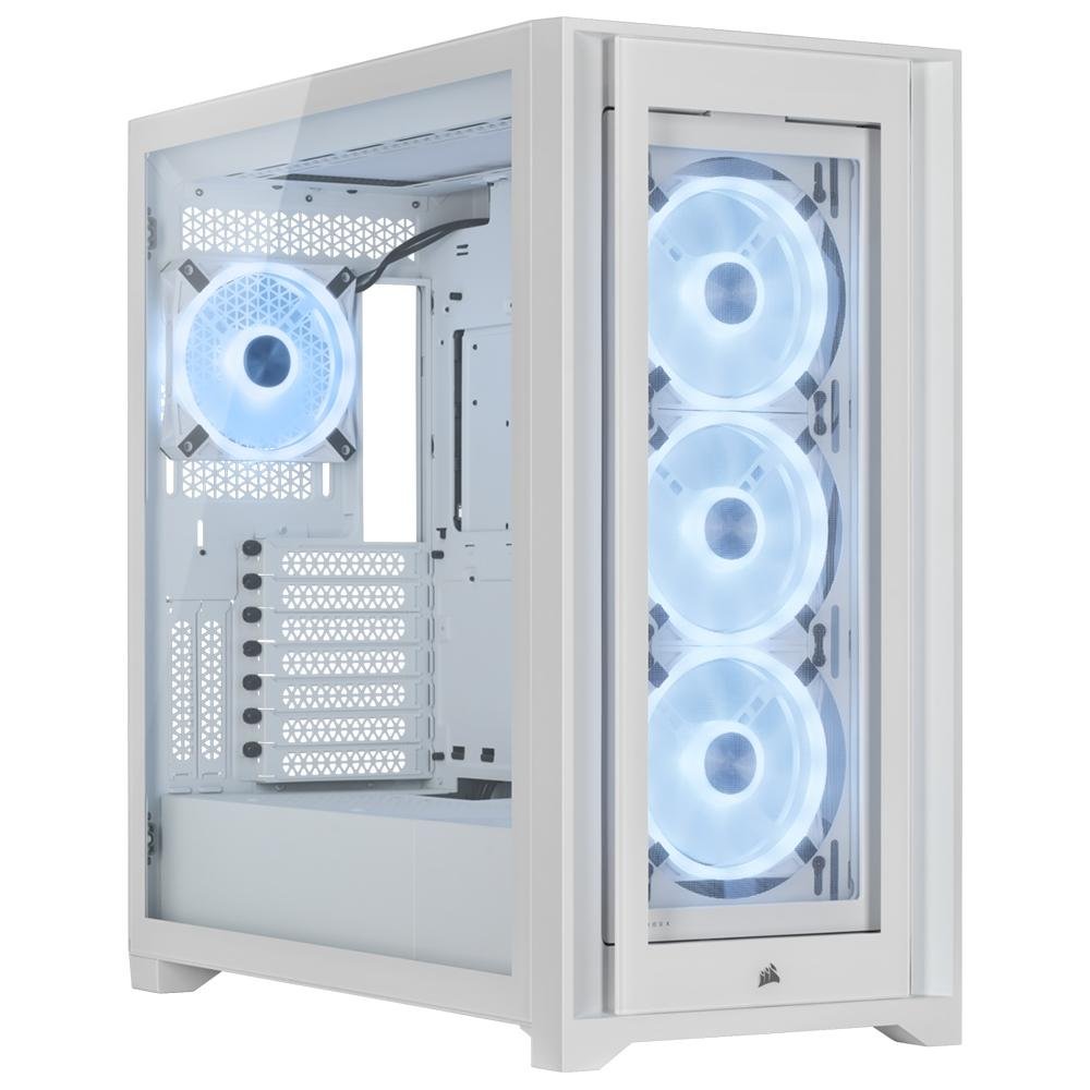 Gabinete Gamer Corsair 5000X QL Edition, Mid Tower, LED RGB,  ATX, Lateral em Vidro Temperado, Branco - CC-9011233-WW