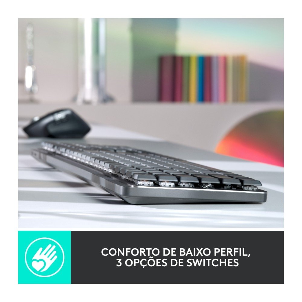 Teclado Mecânico Sem Fio ( Balão.info) MX Mechanical, Iluminação, Switch Tactile Quiet, Bluetooth, USB, Preto - 920-( Balão.info - foto 4