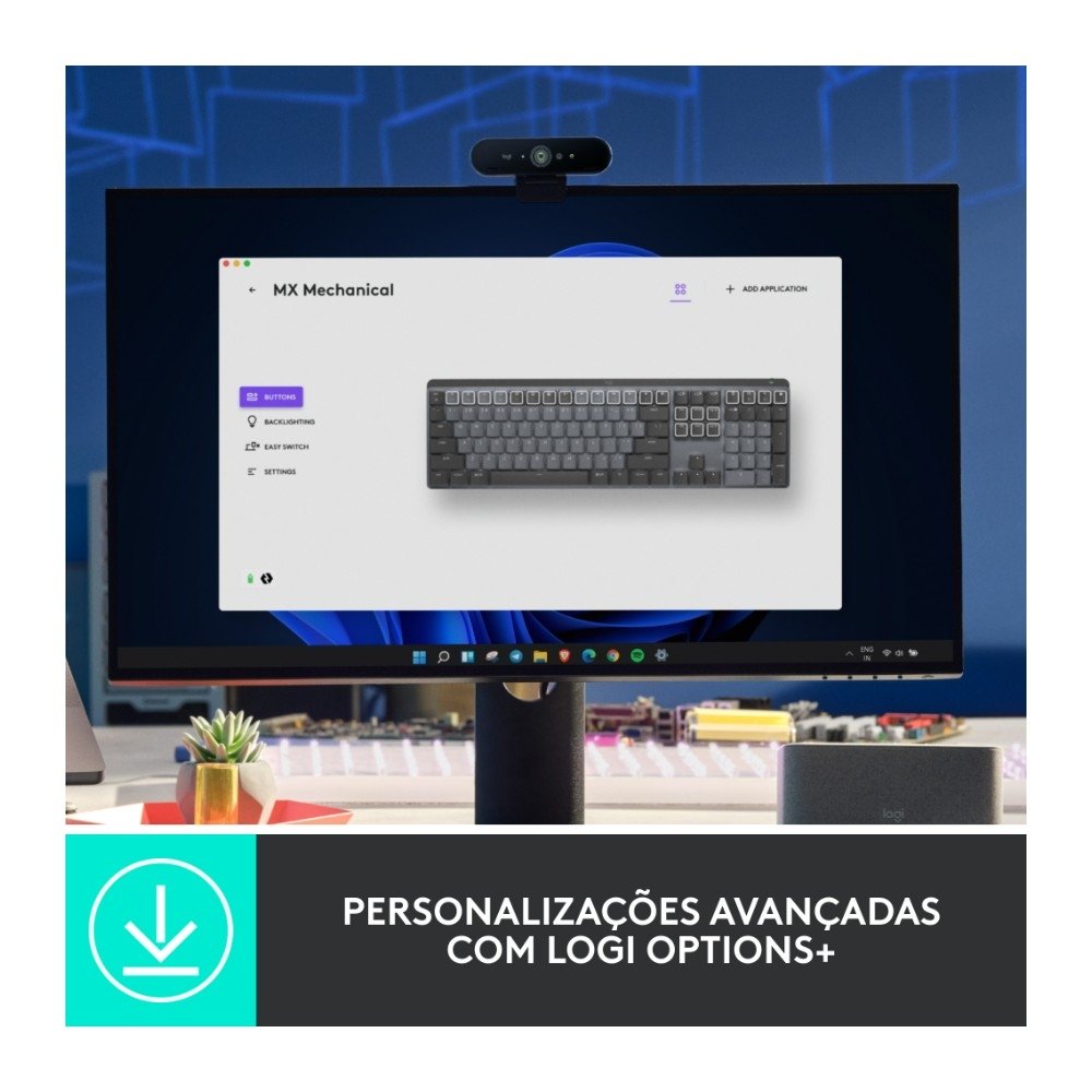 Teclado Mecânico Sem Fio ( Balão.info) MX Mechanical, Iluminação, Switch Tactile Quiet, Bluetooth, USB, Preto - 920-( Balão.info - foto 7