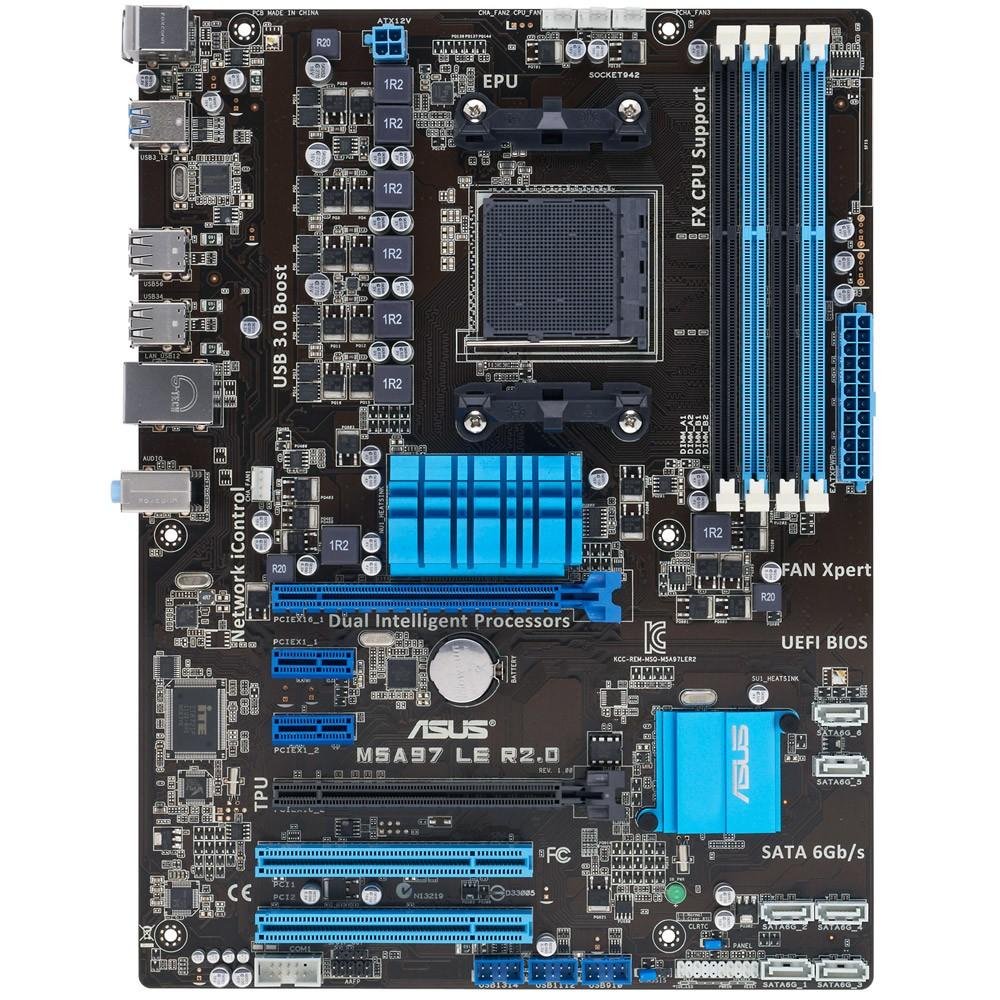 Placa-Mãe ASUS p/ AMD AM3+ ATX M5A97 LE R2.0, 4xDDR3, USB 3.0 Boost, Digi+VRM, Proc 140W, Porta Serial, Saída SPDIF, CrossfireX