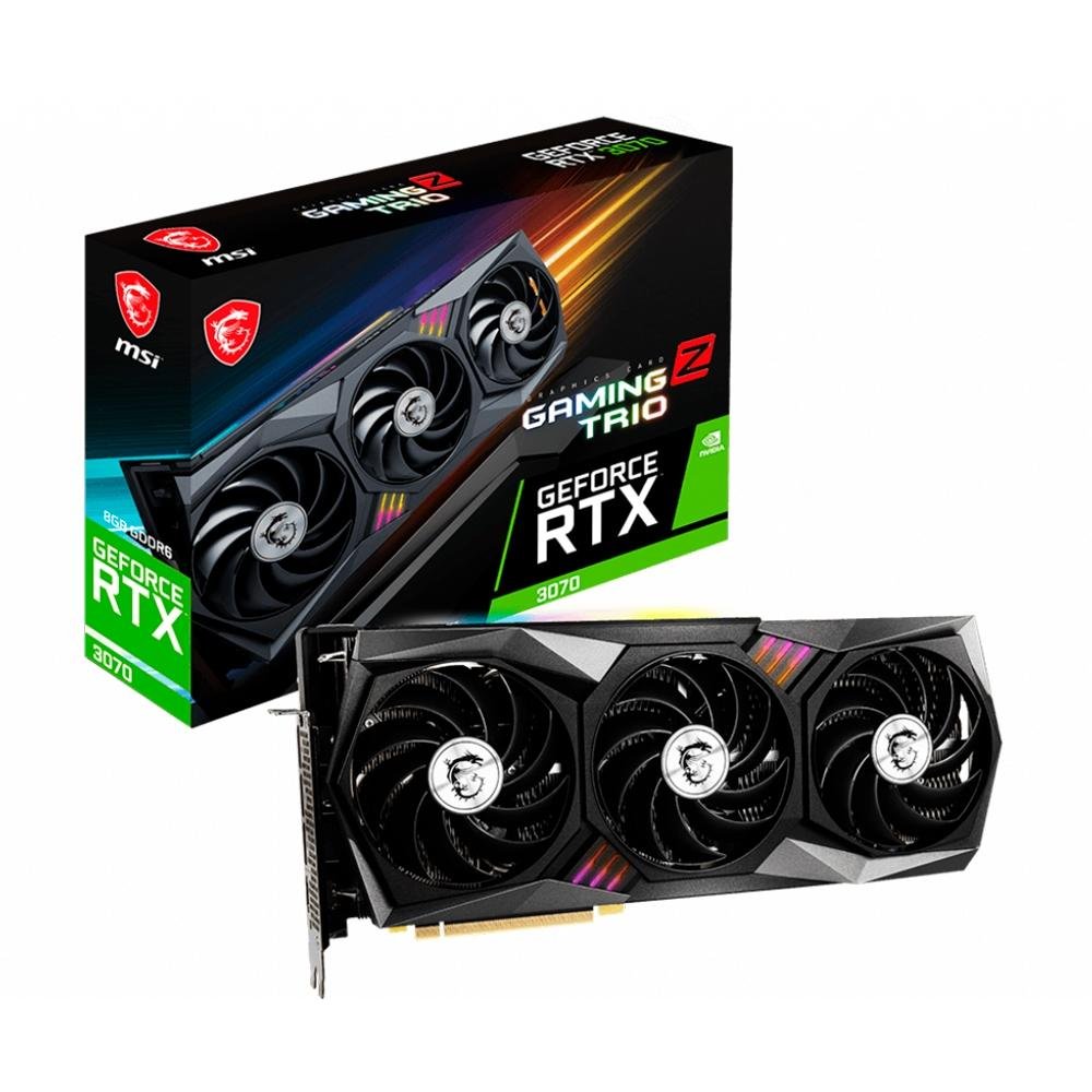 Placa de Vídeo RTX 3070 Z Trio 8G MSI NVIDIA GeForce Gaming, 8GB GDDR6, LHR, RGB, DLSS, Ray Tracing - GeForce RTX 3070 GAMING Z TRIO 8G LHR