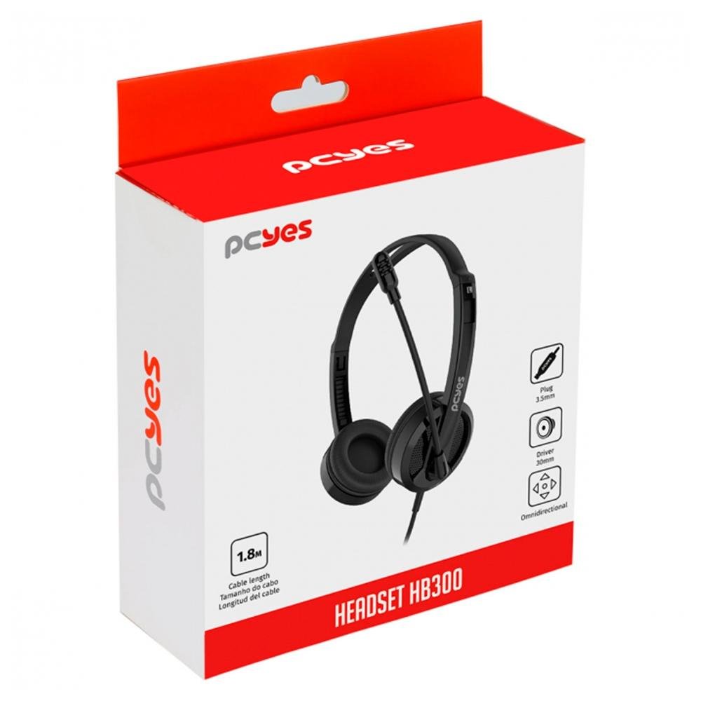 Headset Office Pcyes HB300, Driver 30mm, P2 3.5mm, Preto - PHB300 - view 9