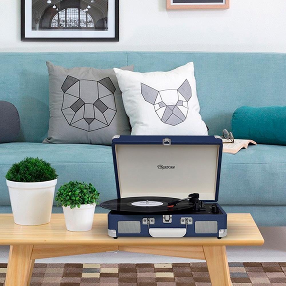 Vitrola HI FI Raveo Sonetto Chrome, Vinyl, Bluetooth, USB, Aux, Navy - 26398 - view 2