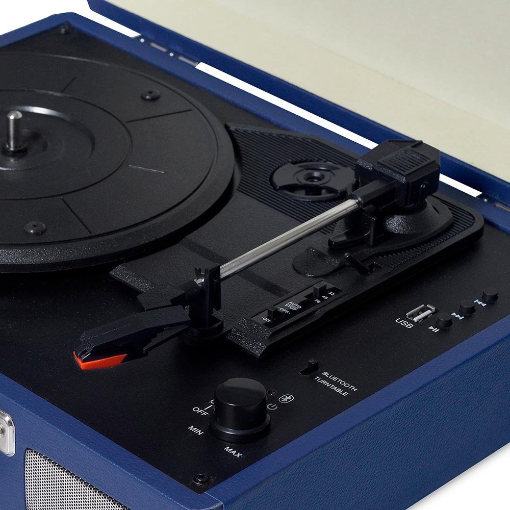 Vitrola HI FI Raveo Sonetto Chrome, Vinyl, Bluetooth, USB, Aux, Navy - 26398 - view 3