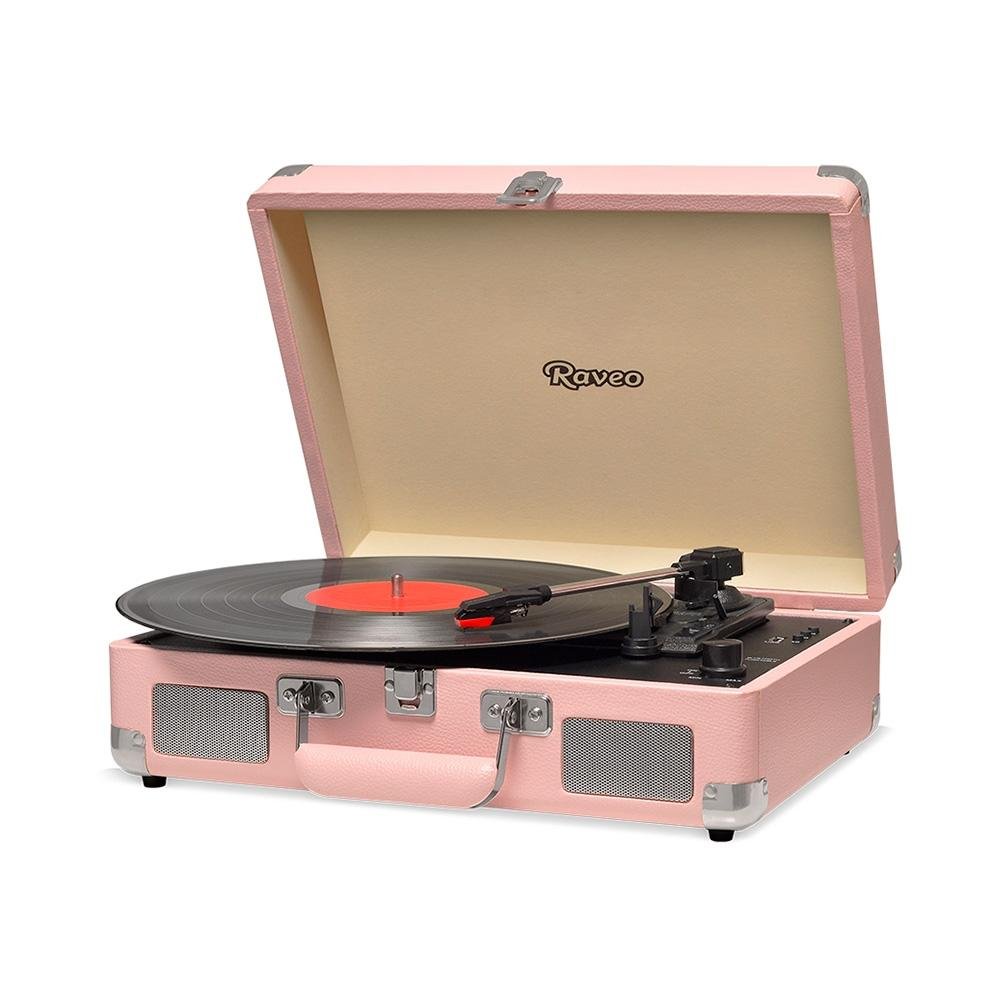 Vitrola HI FI Raveo Sonetto Chrome, Vinyl, Bluetooth, USB, Aux, Coral - 26399