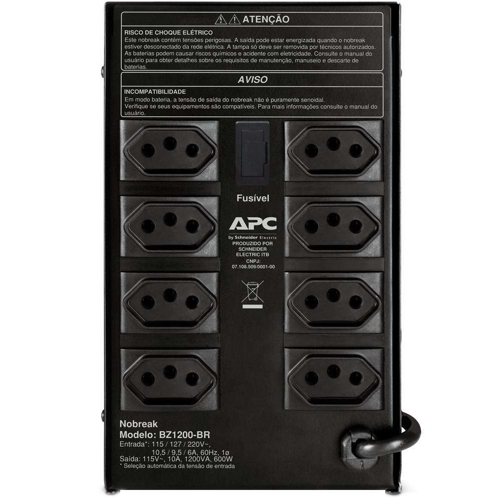 Imagem 2 de 2 do produto Nobreak APC 1200VA/600W Bivolt 8 Tomadas - BZ1200-BR