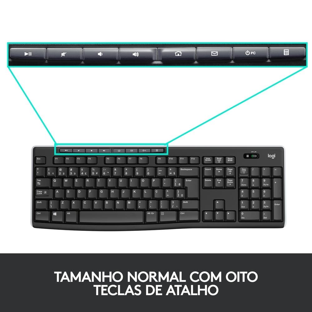 Combo Teclado e Mouse sem fio ( Balão.info) MK270 com Teclas de Mídia de Fácil Acesso, Conexão USB, Pilhas Inclusas e Layout ( Balão.info) -920-( Balão.info - foto 3