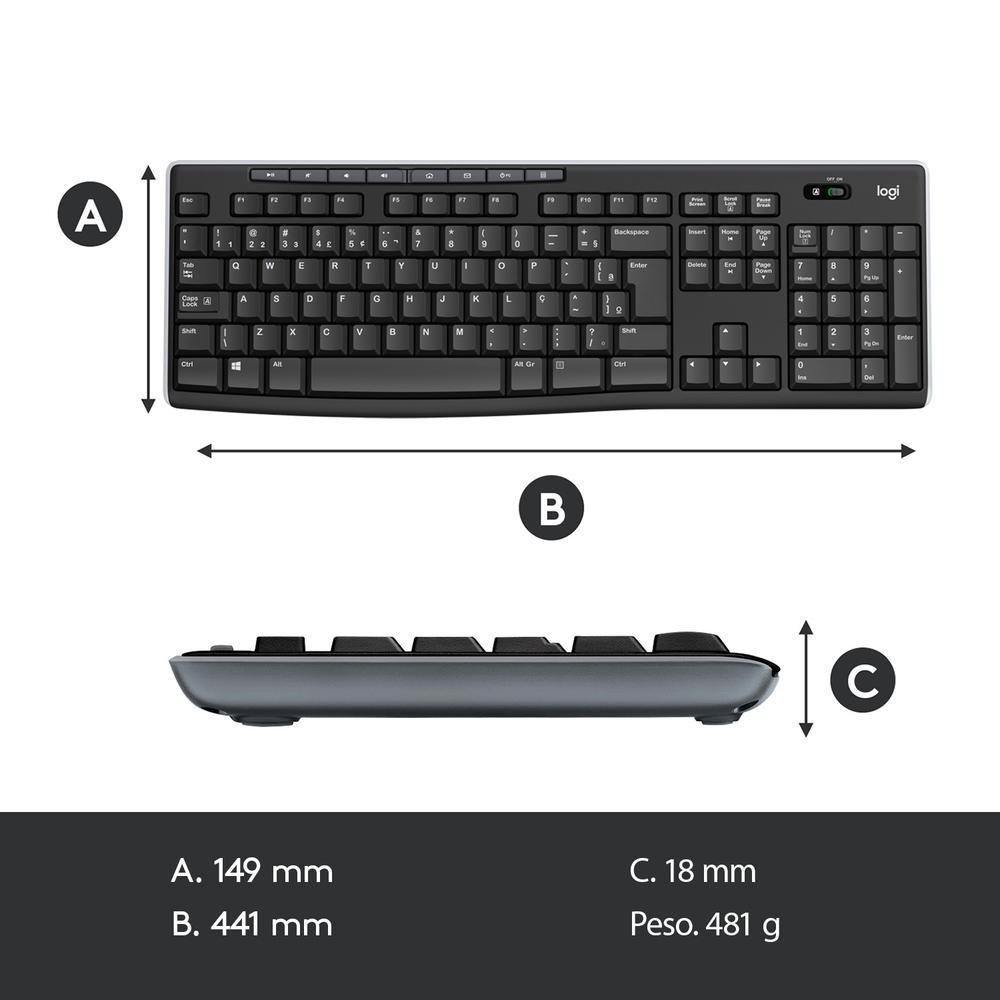 Combo Teclado e Mouse sem fio ( Balão.info) MK270 com Teclas de Mídia de Fácil Acesso, Conexão USB, Pilhas Inclusas e Layout ( Balão.info) -920-( Balão.info - foto 4