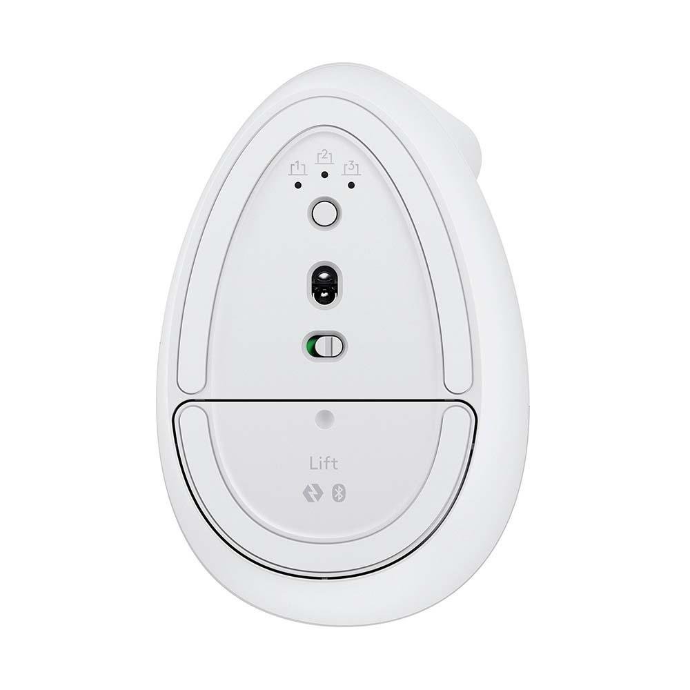 Imagem 6 de 23 do produto Mouse Sem Fio Logitech Lift, 4000 DPI, 6 Botões, Bluetooth, Ergonômico, USB, Branco - 910-006469