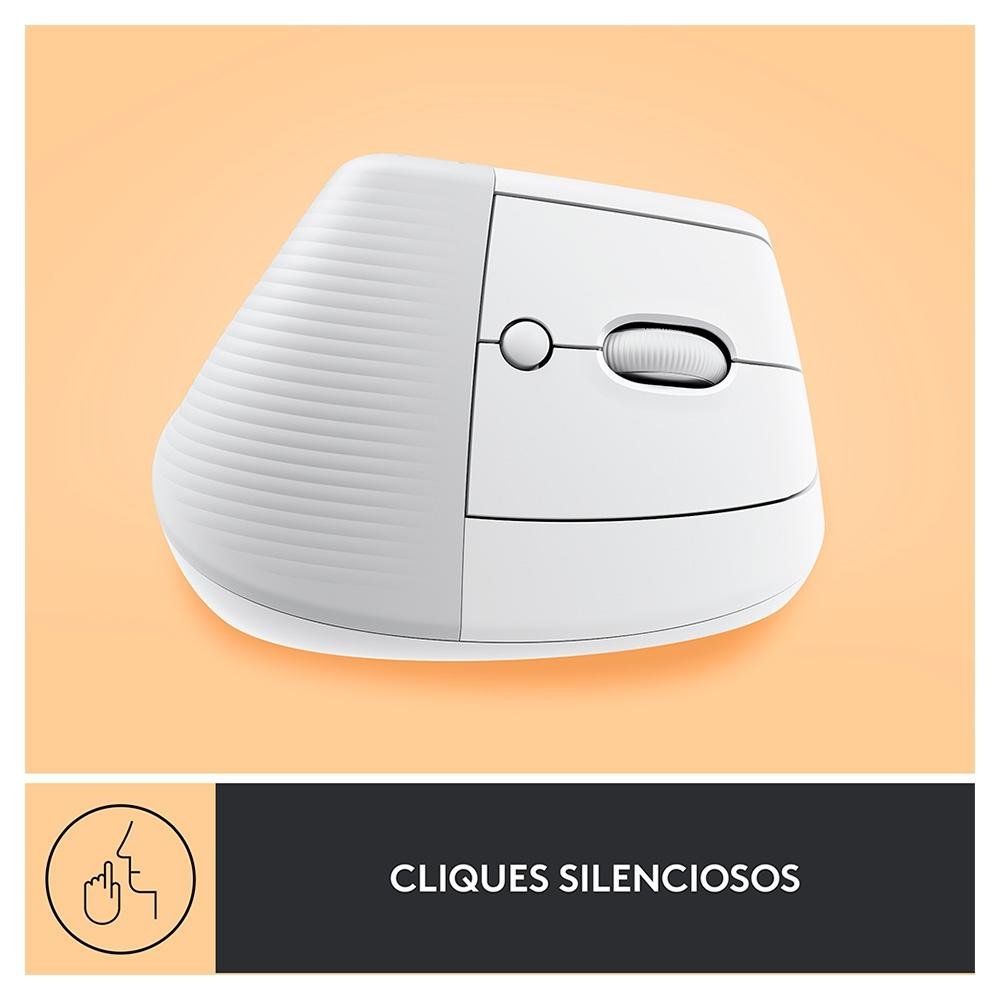 Imagem 17 de 23 do produto Mouse Sem Fio Logitech Lift, 4000 DPI, 6 Botões, Bluetooth, Ergonômico, USB, Branco - 910-006469