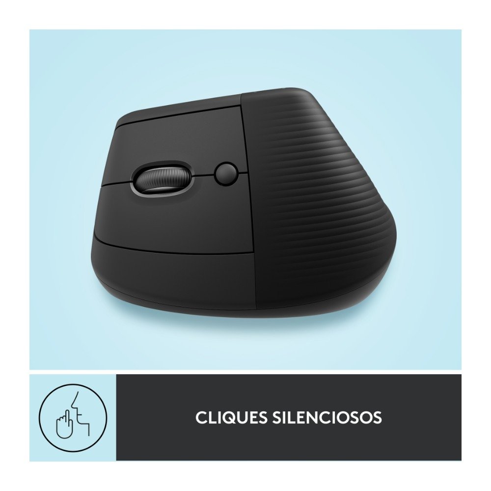 Mouse Sem Fio Logitech Lift para Canhoto, 4000 DPI, 6 Botões, Bluetooth, Ergonômico, USB, Grafite - 910-006467