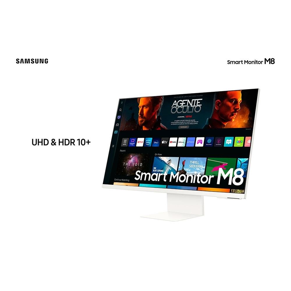 Imagem 10 de 14 do produto Monitor Smart Samsung M8 32" IPS 4K UHD, HDR 10, HDMI/USB-C, Tizen, WebCam, Bluetooth, WiFi, AirPlay 2, VESA, Branco - LS32BM801ULXZD
