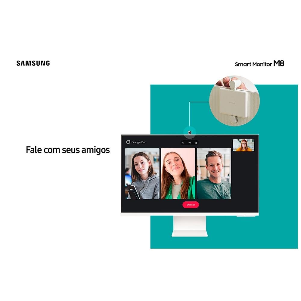 Imagem 3 de 14 do produto Monitor Smart Samsung M8 32" IPS 4K UHD, HDR 10, HDMI/USB-C, Tizen, WebCam, Bluetooth, WiFi, AirPlay 2, VESA, Branco - LS32BM801ULXZD