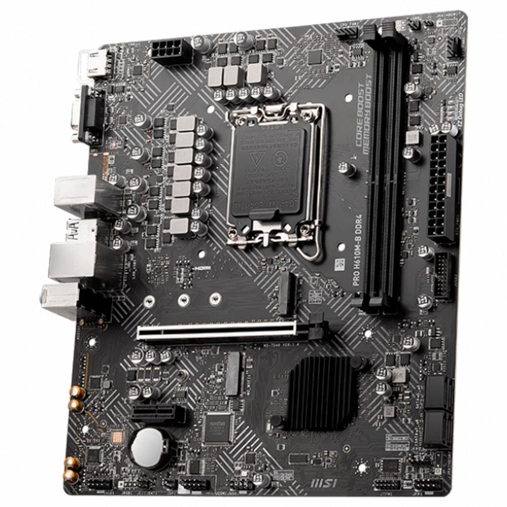 Placa-Mãe MSI PRO H610M-B DDR4, LGA1700, mATX, DDR4, Preto - PRO H610M-B DDR4 Placa-Mãe MSI PRO H610M-B DDR4, LGA1700, mATX, DDR4, Preto - PRO H610M-B DDR4