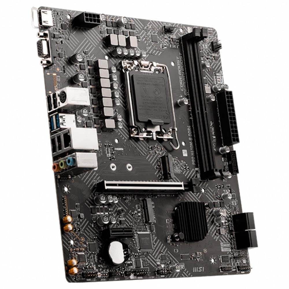 Placa-Mãe MSI PRO H610M-B DDR4, LGA1700, mATX, DDR4, Preto - PRO H610M-B DDR4 Placa-Mãe MSI PRO H610M-B DDR4, LGA1700, mATX, DDR4, Preto - PRO H610M-B DDR4