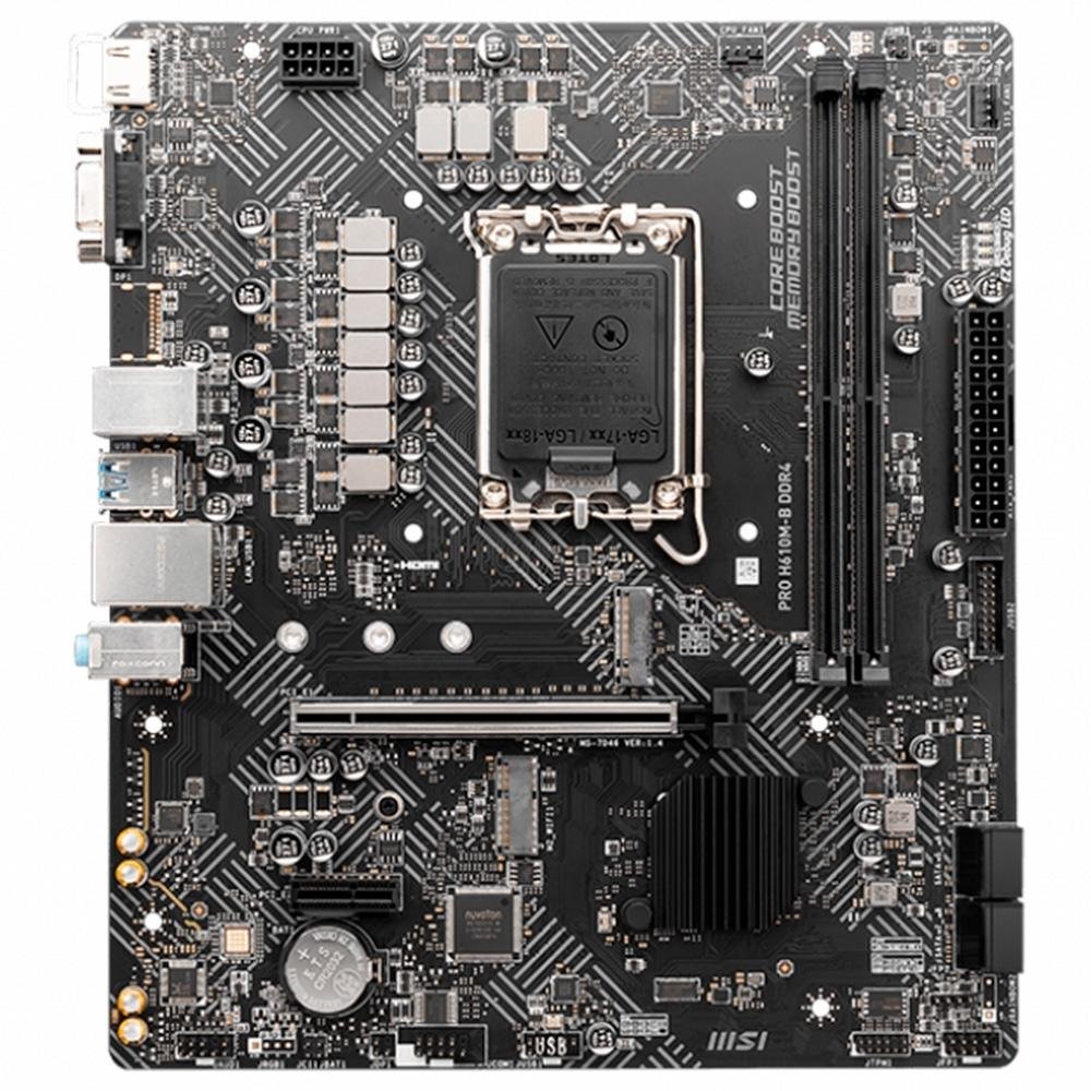 Placa-Mãe MSI PRO H610M-B DDR4, LGA1700, mATX, DDR4, Preto - PRO H610M-B DDR4 Placa-Mãe MSI PRO H610M-B DDR4, LGA1700, mATX, DDR4, Preto - PRO H610M-B DDR4
