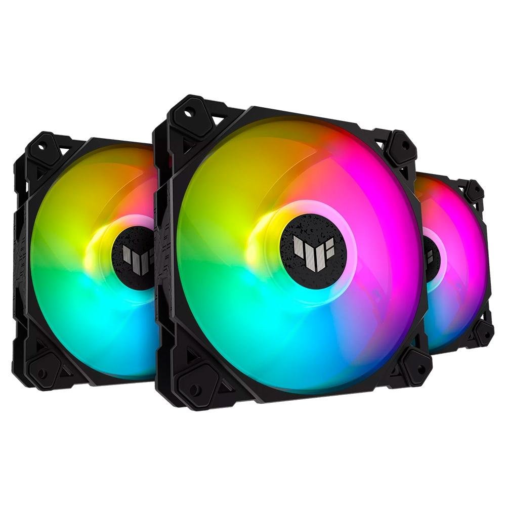Imagem 2 de 18 do produto Kit com 3 Ventoinhas ASUS TUF Gaming TF120, 120mm, Led ARGB, Preto - 90DA0030-B00030