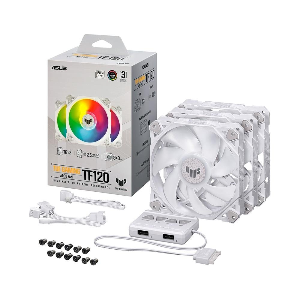 Imagem 18 de 18 do produto Kit com 3 Ventoinhas ASUS TUF Gaming TF120, 120mm, Led ARGB, Preto - 90DA0030-B00030