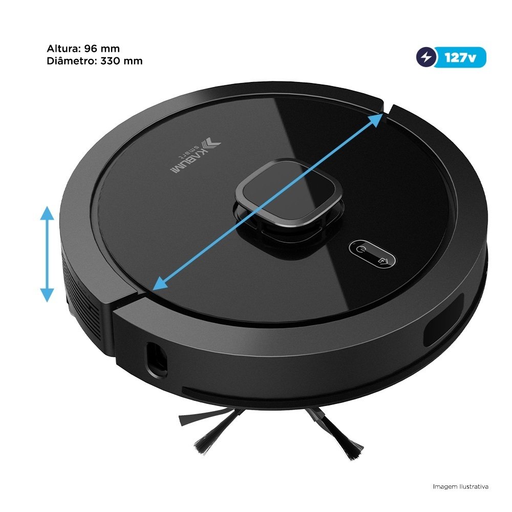 Robô Aspirador e Passa Pano KABUM! smart 900 - 5 Modos de Limpeza, Base 2 em 1, Mapeamento 3D - 127v - Preto - KBSF009 Robô Aspirador e Passa Pano KABUM! smart 900 - 5 Modos de Limpeza, Base 2 em 1, Mapeamento 3D - 127v - Preto - KBSF009