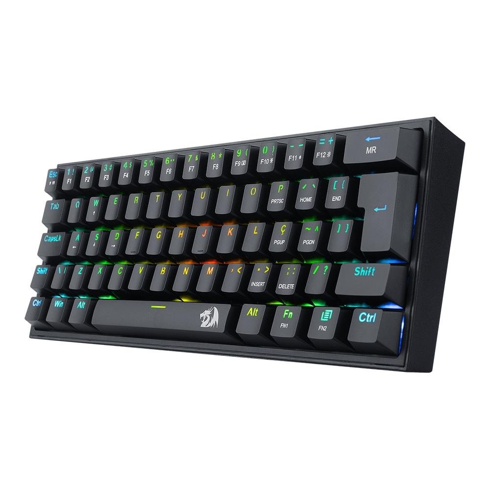 Imagem 8 de 8 do produto Teclado Mecânico Gamer Redragon Fizz, RGB, Switch Brown, Preto - K617-RGB-B (PT-BROWN)