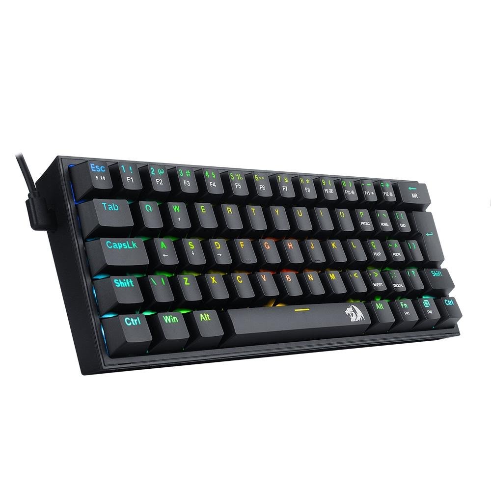 Imagem 6 de 8 do produto Teclado Mecânico Gamer Redragon Fizz, RGB, Switch Brown, Preto - K617-RGB-B (PT-BROWN)
