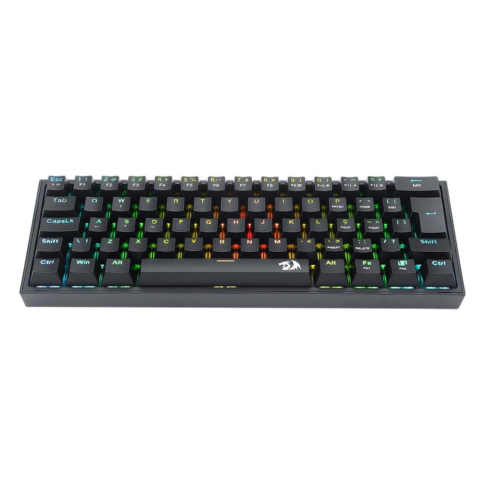 Imagem 3 de 8 do produto Teclado Mecânico Gamer Redragon Fizz, RGB, Switch Brown, Preto - K617-RGB-B (PT-BROWN)