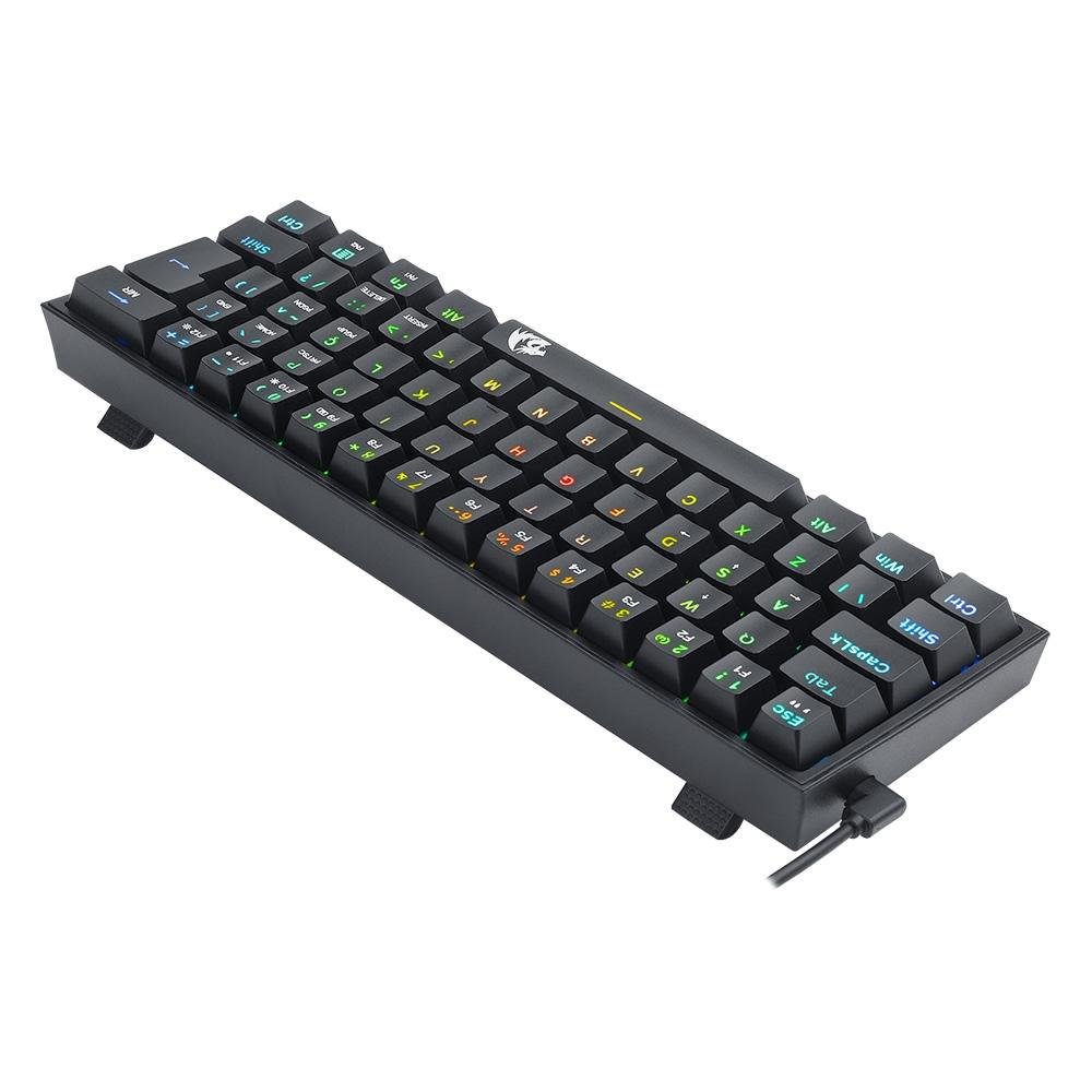Imagem 4 de 8 do produto Teclado Mecânico Gamer Redragon Fizz, RGB, Switch Brown, Preto - K617-RGB-B (PT-BROWN)
