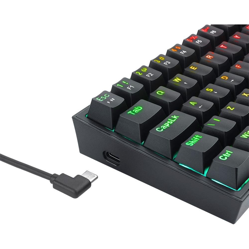 Imagem 2 de 8 do produto Teclado Mecânico Gamer Redragon Fizz, RGB, Switch Brown, Preto - K617-RGB-B (PT-BROWN)