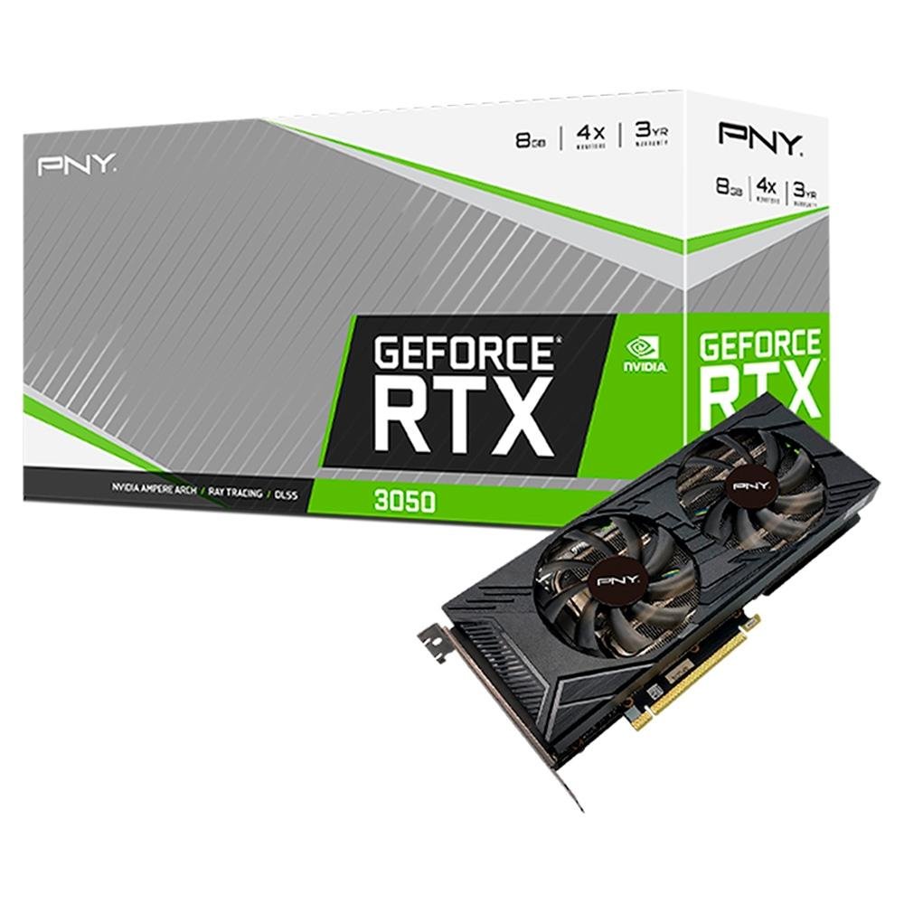 Placa de Video RTX 3050 PNY NVIDIA GeForce, 8GB UPRISING Dual Fan - VCG30508DFMPB