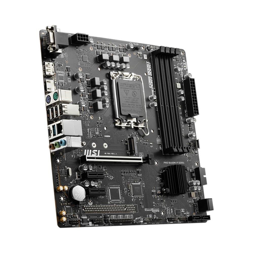 Placa-Mãe MSI, Intel LGA 1700, mATX, DDR4, Preto - PRO B660M-P DDR4 Placa-Mãe MSI, Intel LGA 1700, mATX, DDR4, Preto - PRO B660M-P DDR4
