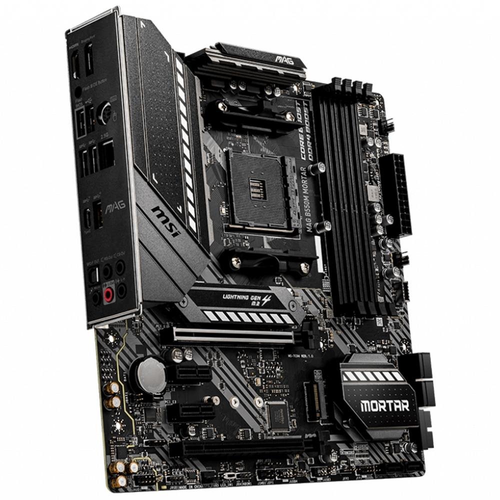 Imagem 2 de 5 do produto Placa-Mãe MSI Mortar, AMD AM4, mATX, DDR4, Preto - MAG B550M MORTAR