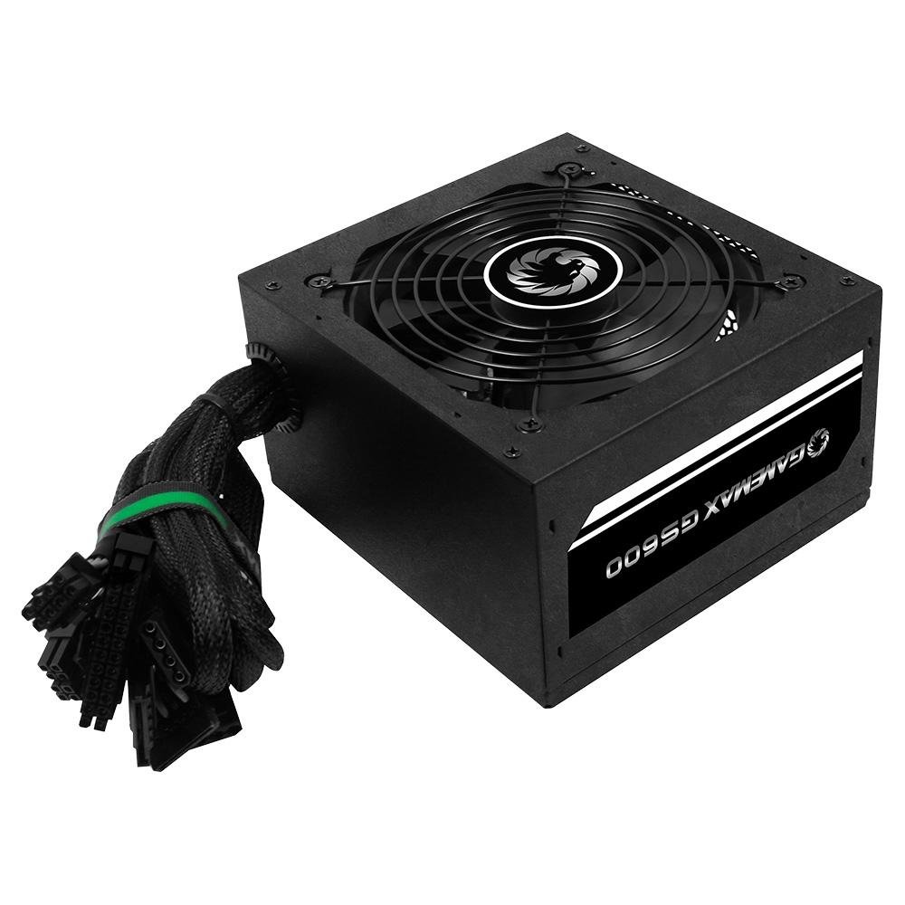 Fonte Gamemax GS600, 600W, 80 Plus White, PFC Ativo, Com Cabo, Preto - GS600 Fonte Gamemax GS600, 600W, 80 Plus White, PFC Ativo, Com Cabo, Preto - GS600