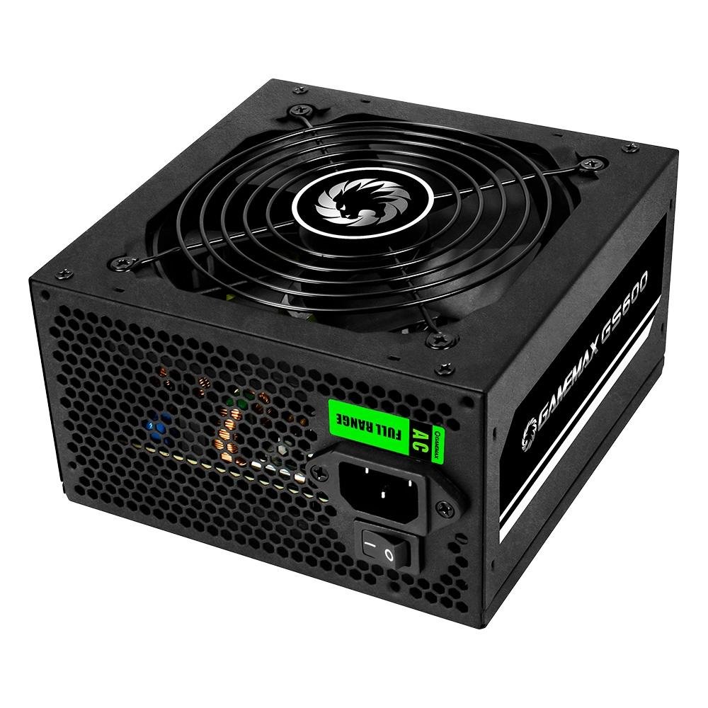 Fonte Gamemax GS600, 600W, 80 Plus White, PFC Ativo, Com Cabo, Preto - GS600 Fonte Gamemax GS600, 600W, 80 Plus White, PFC Ativo, Com Cabo, Preto - GS600