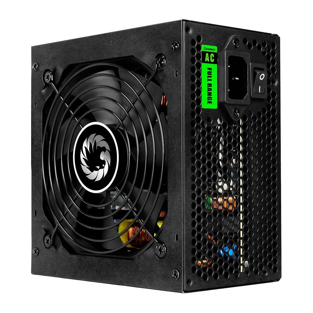 Fonte Gamemax GS600, 600W, 80 Plus White, PFC Ativo, Com Cabo, Preto - GS600 Fonte Gamemax GS600, 600W, 80 Plus White, PFC Ativo, Com Cabo, Preto - GS600