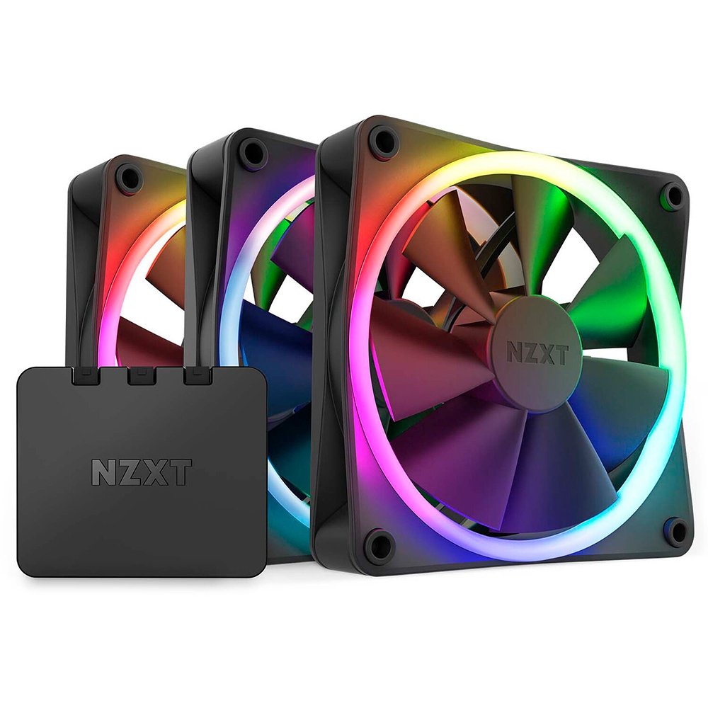 Kit 3 Cooler FAN NZXT, 120mm, RGB, Preto - RF-R12TF-B1 | KaBuM!