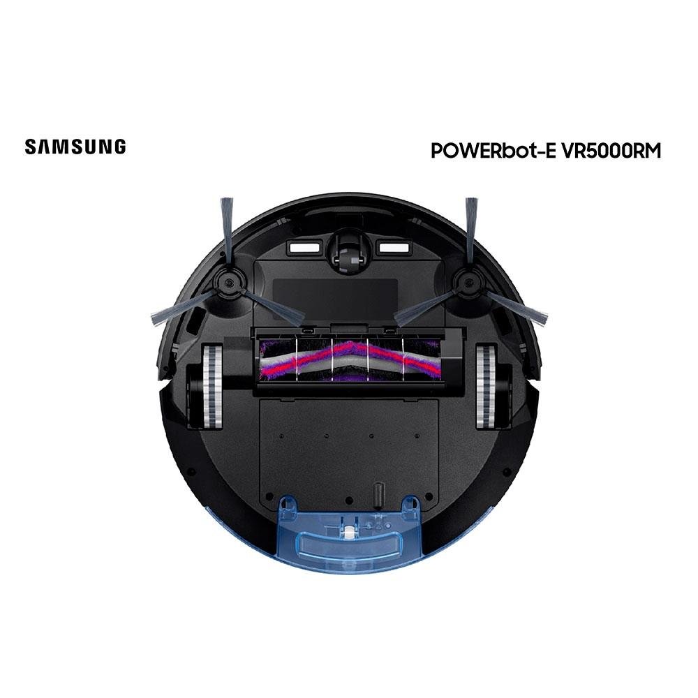 Imagem 2 de 7 do produto Robô Aspirador 2 em 1 Samsung Powerbot-E VR5000RM, Aspira e Passa Pano, Wi-Fi, App Smart Things, Preto - VR05R5050WK/AZ