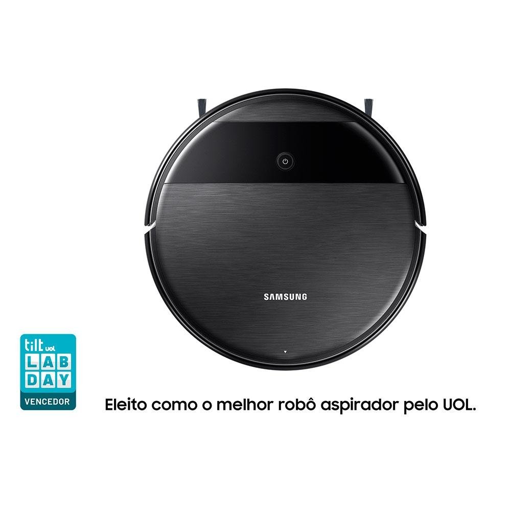Imagem 3 de 7 do produto Robô Aspirador 2 em 1 Samsung Powerbot-E VR5000RM, Aspira e Passa Pano, Wi-Fi, App Smart Things, Preto - VR05R5050WK/AZ
