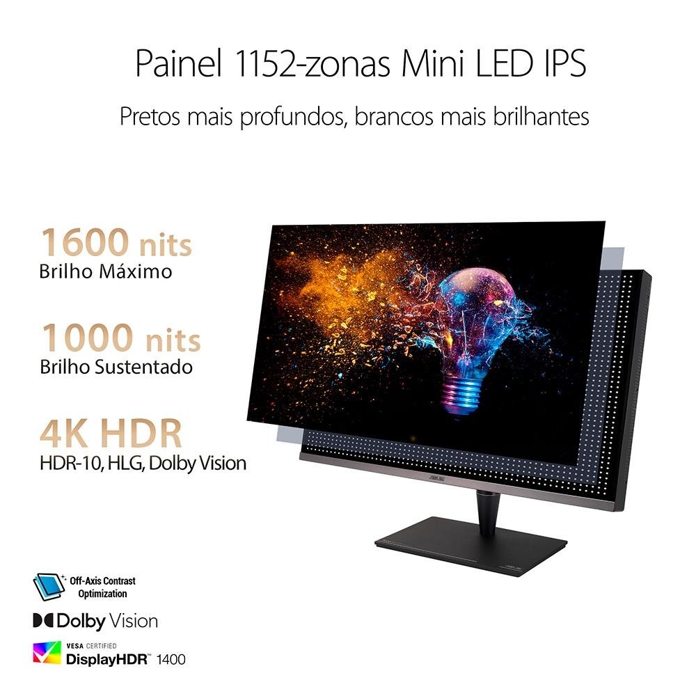 Monitor Profissional Asus ProArt 32" 4K UHD, DisplayPort, HDMI e USB-C, HDR 1400, 99% Adobe RGB, X-rite i1 Pro Calibrator - PA32UCG-K