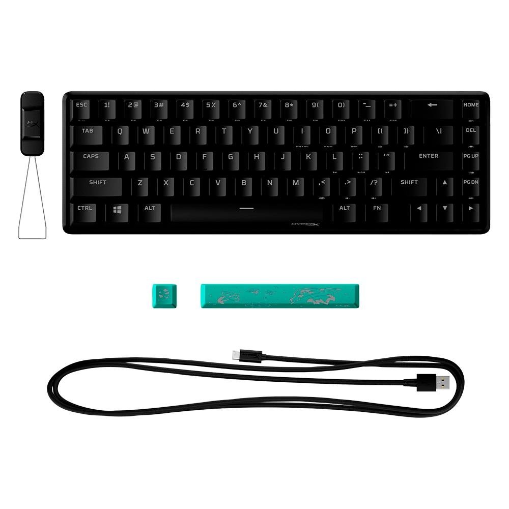 Imagem 6 de 6 do produto Teclado Mecânico Gamer HyperX Alloy Origins 65 HX Aqua, RGB, Layout 65%, US, Preto - 56R64AA#ABA