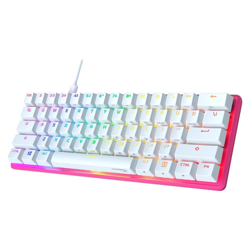 Teclado Gamer HyperX Alloy Origins RGB, Switch HyperX Red,  White / Pink, Layout US 60% -  572Y6AA#ABA