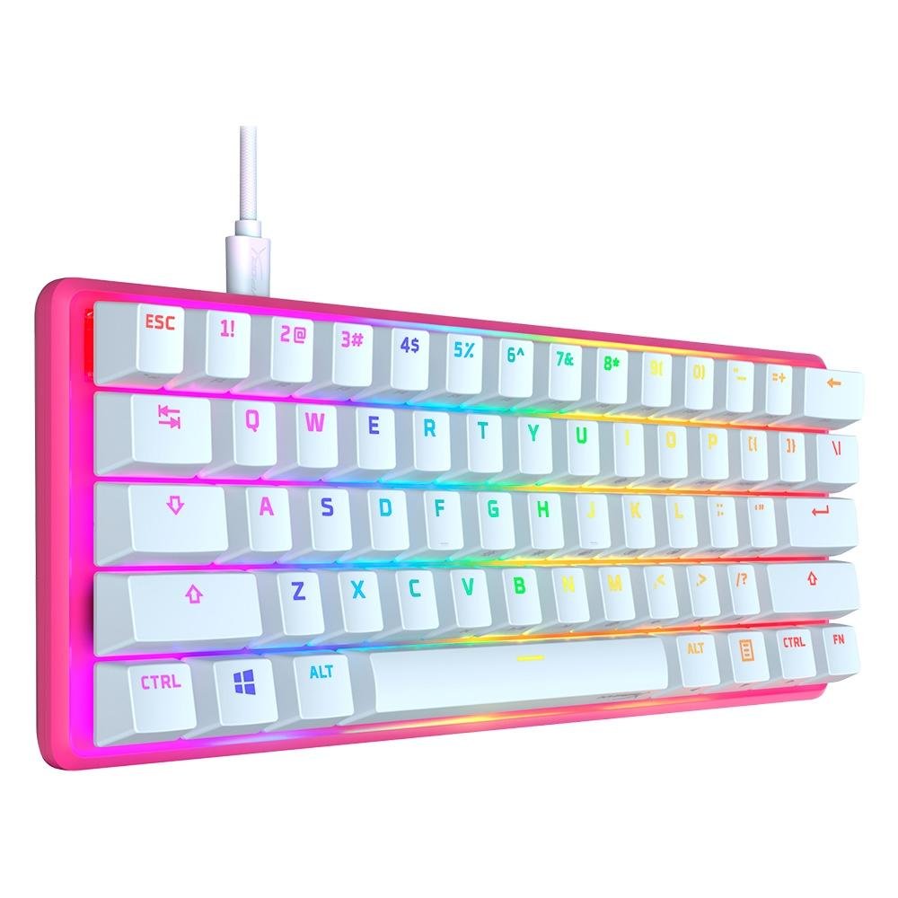 Teclado Gamer HyperX Alloy Origins RGB, Switch HyperX Red,  White / Pink, Layout US 60% -  572Y6AA#ABA