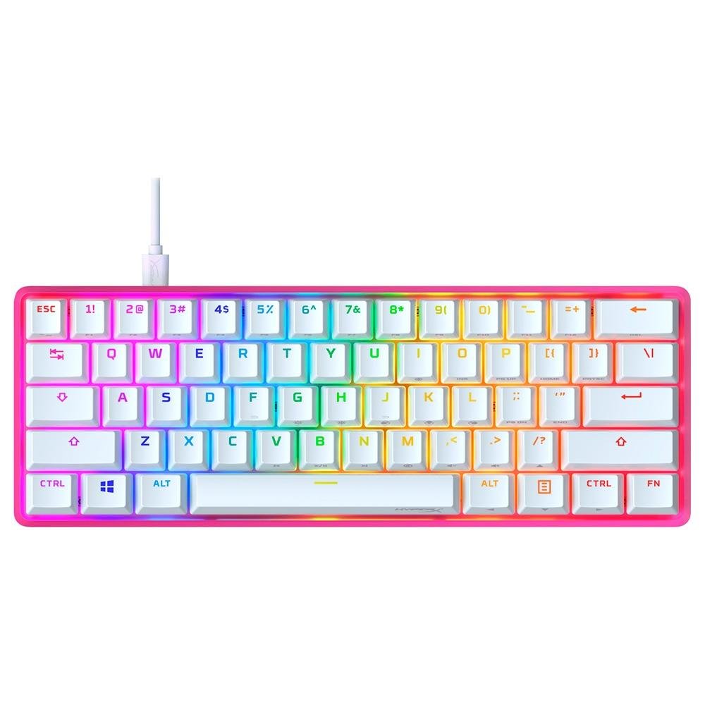 Teclado Gamer HyperX Alloy Origins RGB, Switch HyperX Red,  White / Pink, Layout US 60% -  572Y6AA#ABA