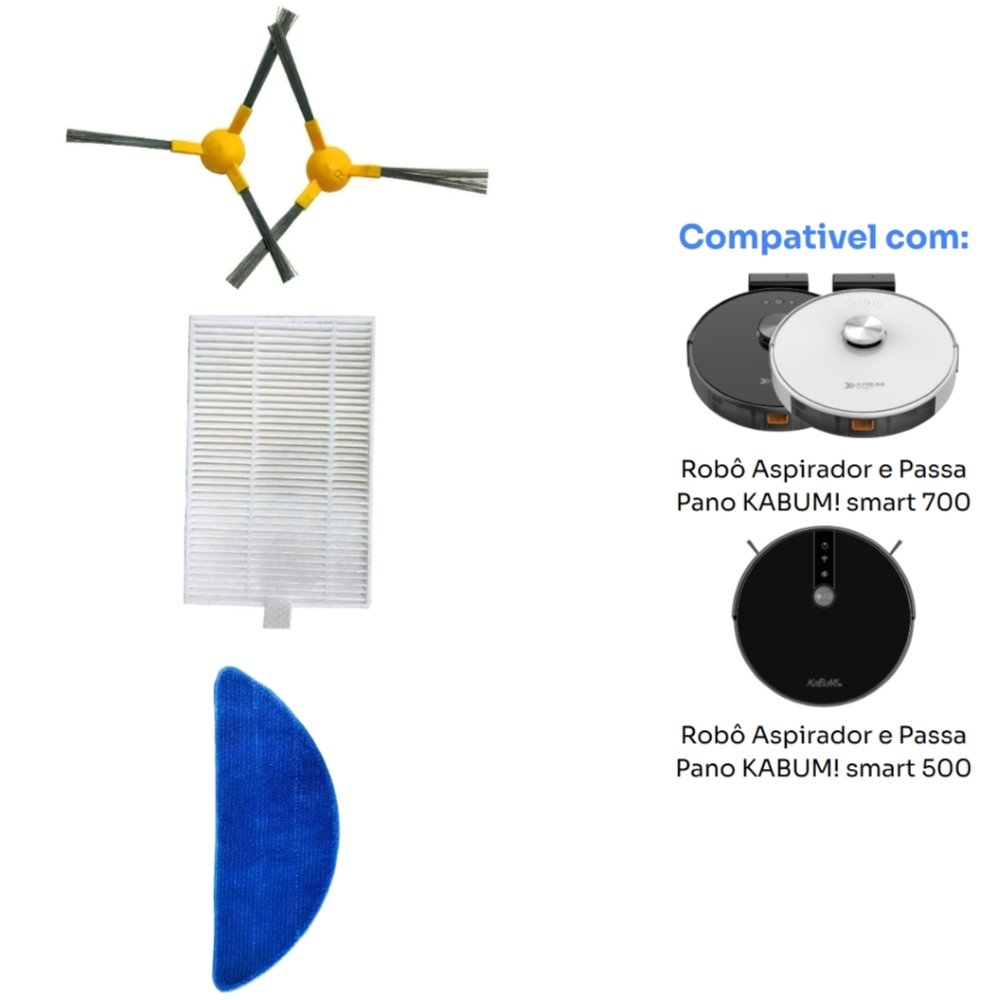 Kit reposição para Robô Aspirador Balão.info! smart 500/700 - 5 Filtros HEPA + 2 Panos de Limpeza + 2 Pares de Escovas Laterais - ( Balão.info - foto 2