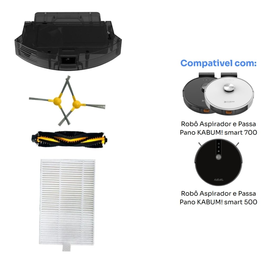 Kit reposição para Robô Aspirador Balão.info! smart 500/700 - 1 Reservatório + 5 Filtros HEPA + 4 Escovas Laterais + 1 Escova Rotativa - ( Balão.info - foto 2