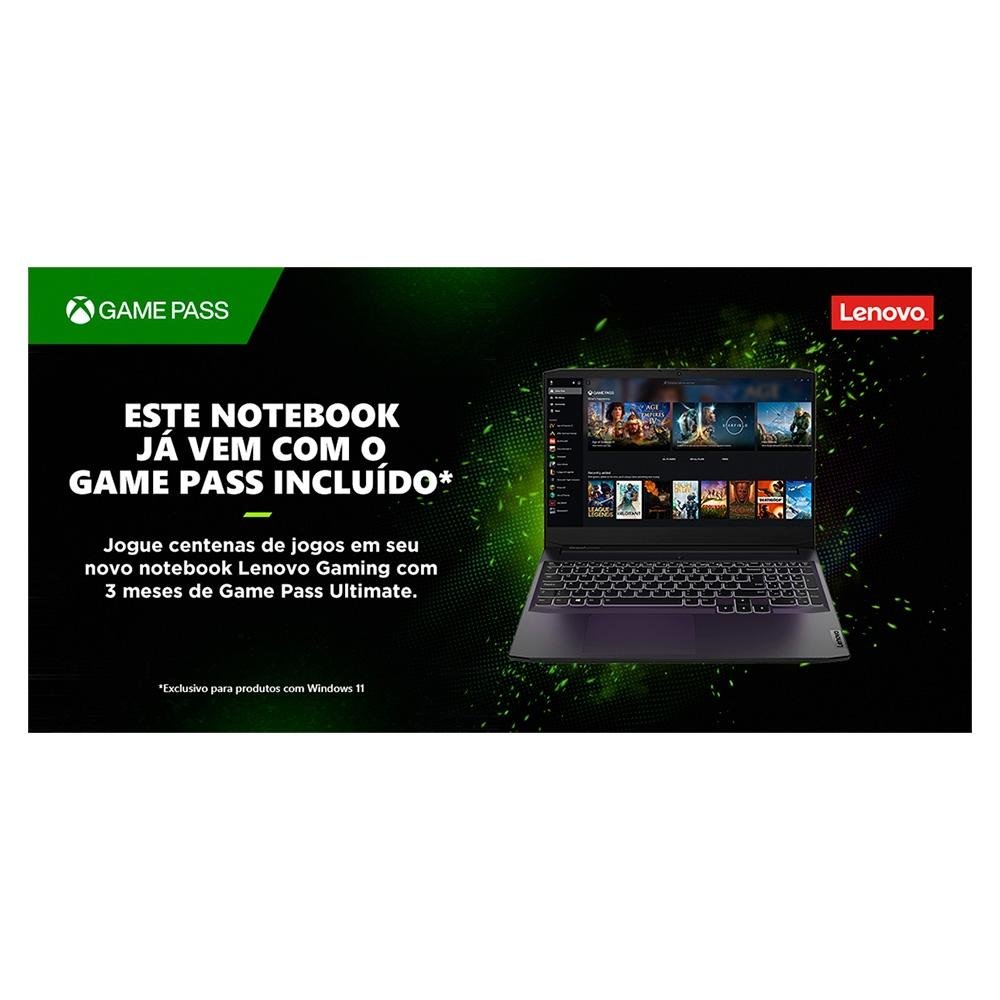 Notebook Gamer Lenovo Gaming 3i Intel Core i5-11300H, 8GB RAM, GeForce GTX 1650, SSD 512GB, 15.6" FHD, Windows 11, Preto  - 82MG0009BR