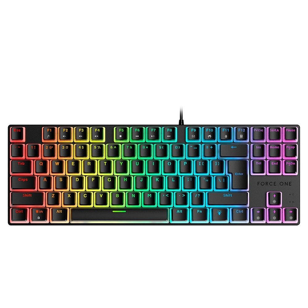 Teclado Mecânico Gamer Force One Keyboard Avro Pro, RGB, Switch Outemu Red, USB, Preto Teclado Mecânico Gamer Force One Keyboard Avro Pro, RGB, Switch Outemu Red, USB, Preto
