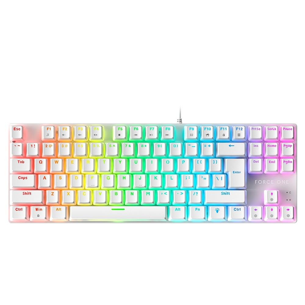 Imagem 4 de 7 do produto Teclado Mecânico Gamer Force One Keyboard Avro Pro, RGB, Switch Outemu Red, USB, Branco