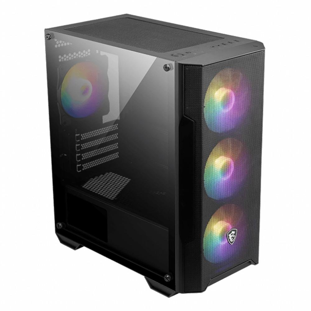 Gabinete Gamer MSI MAG Forge M100A, Mid Tower, Lateral em Acrílico, 4x FANs ARGB, M-ATX, Preto - M100A - view 3
