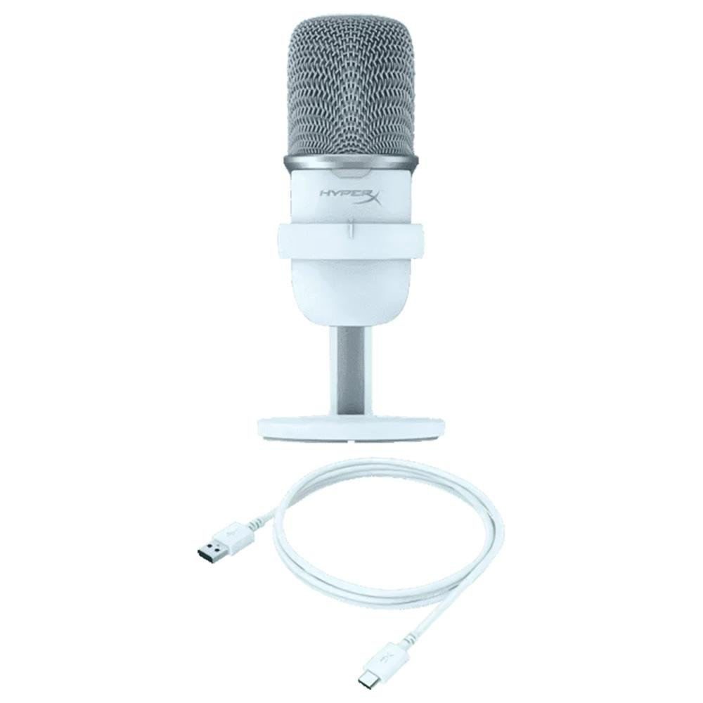 Microfone Gamer HyperX SoloCast Podcast, USB Gaming, PC, PS5, PS4, Mac, Redução de Ruídos, Branco - 519T2AA