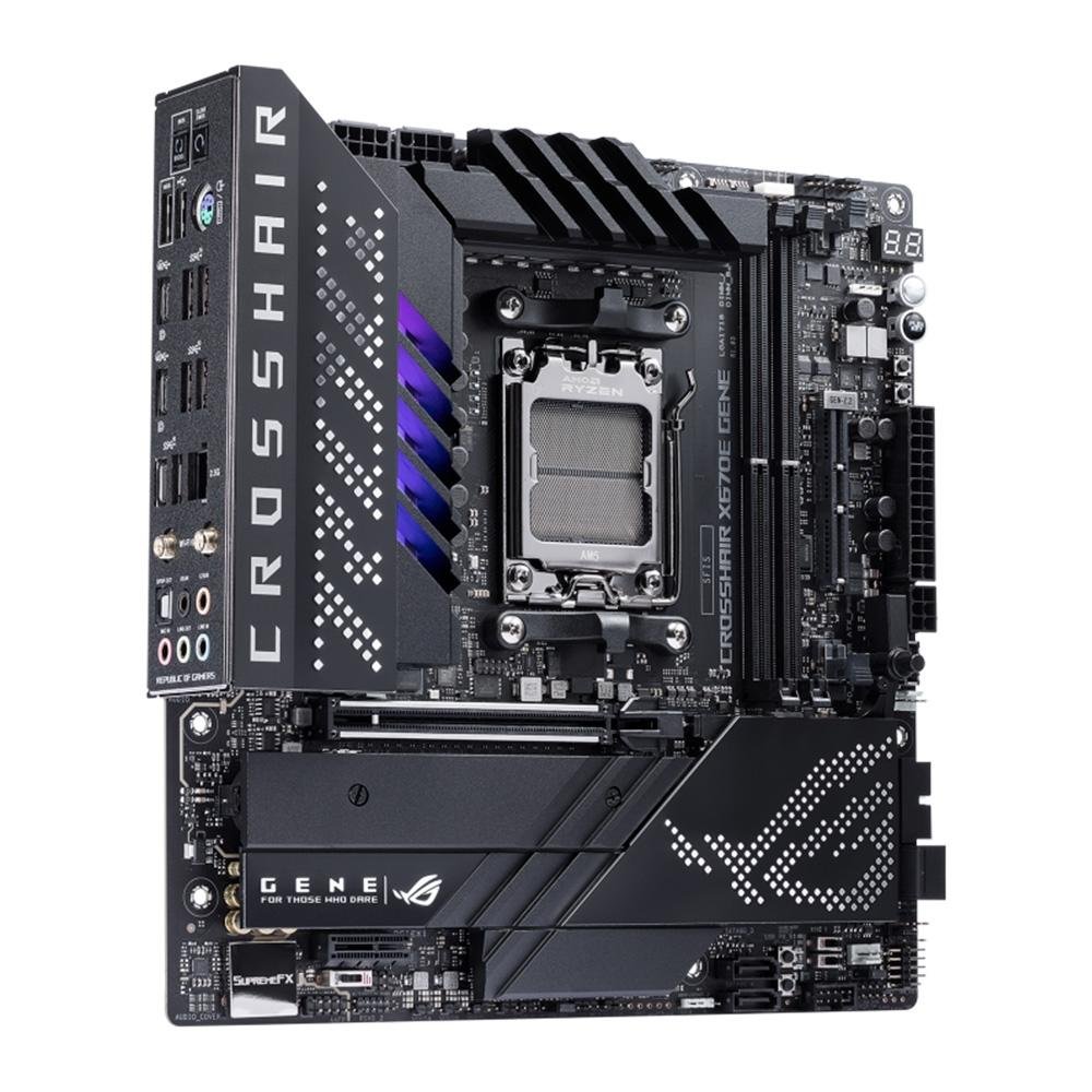 Imagem 2 de 8 do produto Placa-Mãe ASUS Rog Crosshair X670E Gene, AMD X670, AM5, DDR5, Wi-Fi, Preto - 90MB1B80-M0EAY0